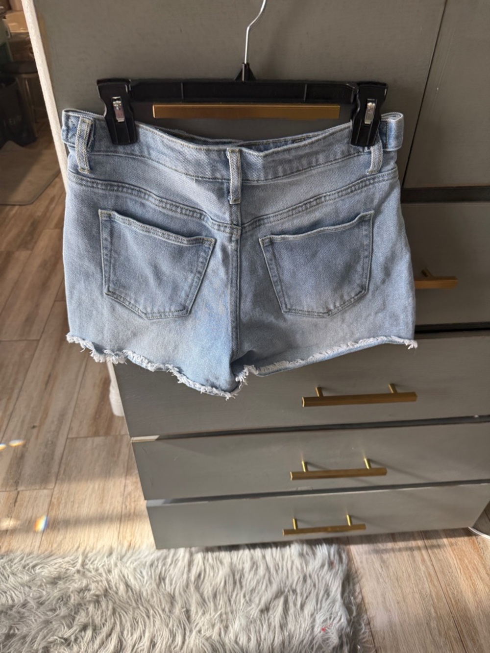 Juicy Couture Light Wash Denim Frayed Hem Shorts - Picture 3 of 6